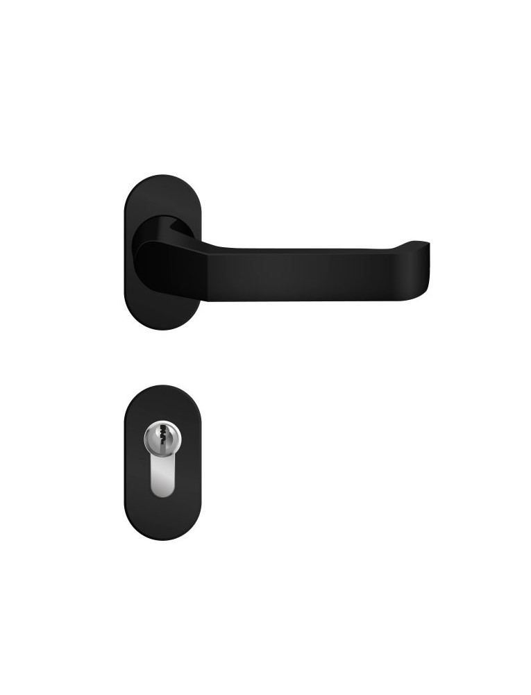 U-Drücker auf Ovalrosette Aluminium Schwarz