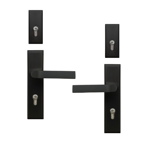 Drücker/Drücker-Garnitur 012 mit Langschildern Inox Schwarz