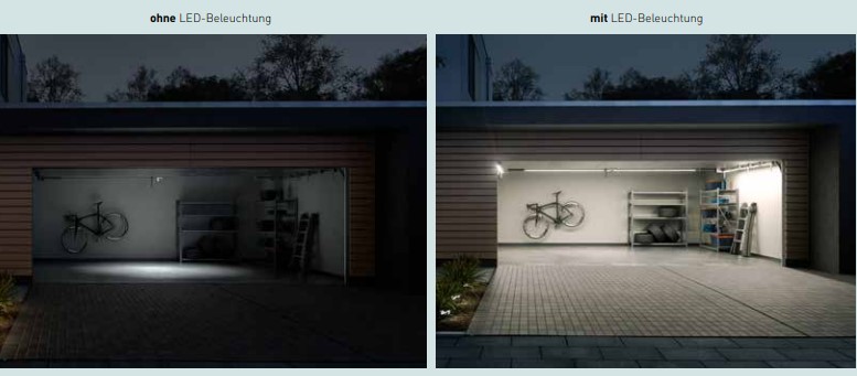 Tor ohne und mit LED-Stripes
